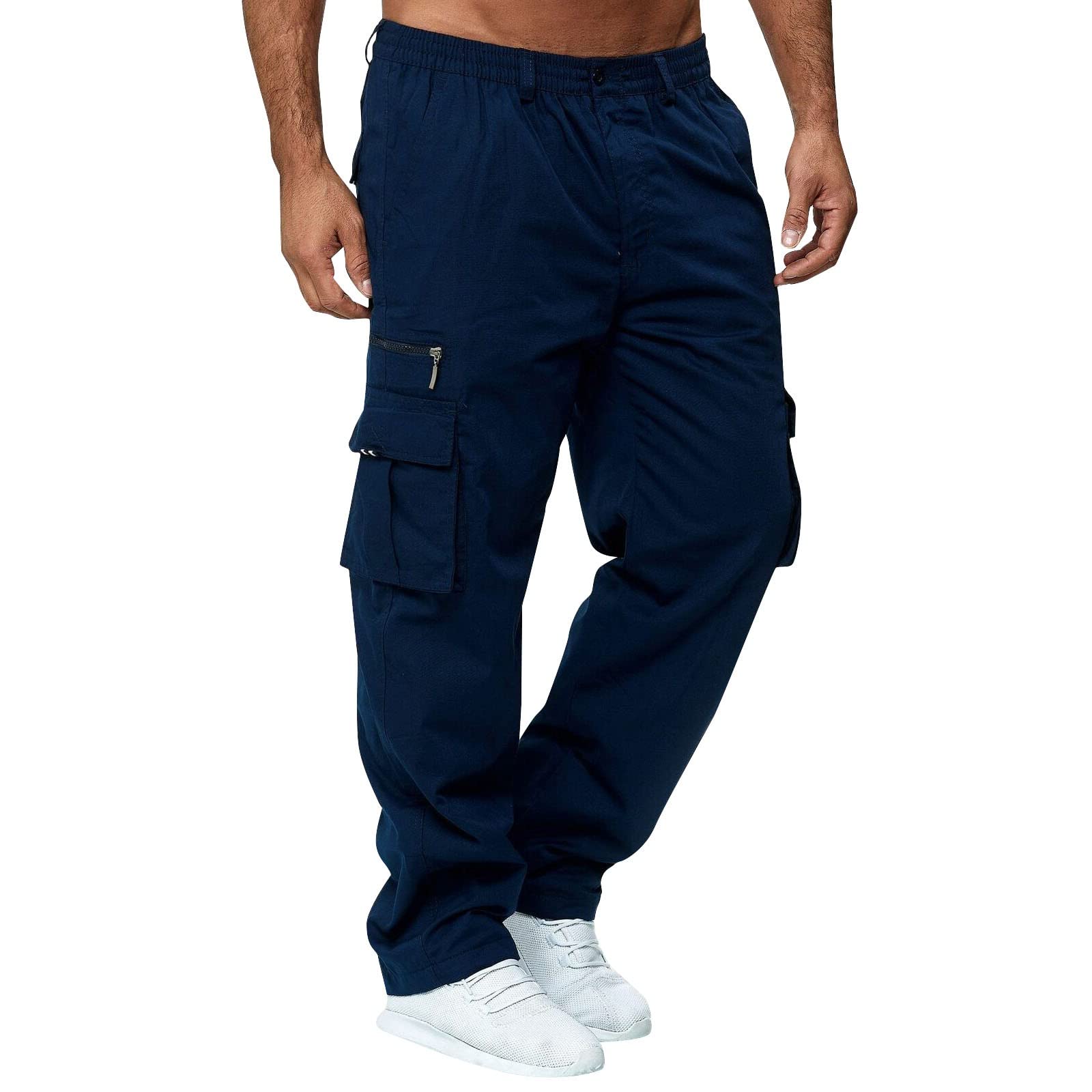 XIAXOGOOL Cargo Jogger Pants for Men Plus Size Low Rise Elastic Waist Button Work Pants Loose Athletic Tactical Pants Trouser