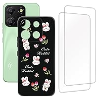 ITEL A60(6.6 Inch) Design Case with 2 Pack Tempered Glass Screen Protector,for ITEL A60S Slim Soft Silica Gel TPU Protective Cover.