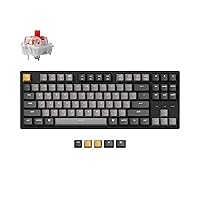 Keychron C1 Pro Wired Custom Mechanical Keyboard, TKL Layout QMK/VIA Programmable OEM Profile Double-Shot PBT Keycaps White LED Backlight with K Pro Red Switch for Mac Windows Linux