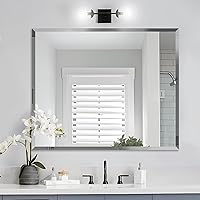 30x36 Inch Bathroom Mirror Frameless Beveled Edge Rectangle Wall Mirror Explosion Proof and Shatterproof Bathroom Vanity Mirror Wall Mounted Hang Firmly (Horizontal or Vertical)
