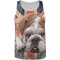 English Bulldog Union Jack Flag Live Forever All Over Mens Tank Top
