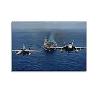 F-18 Hornet Fighter Blue Creative Landscape Picture US Navy Aircraft Carrier Military Poster Boy Bedroom Cool Aircraft Wall Decoration Office Aviation Aircraft Large Wall Art Gift Canvas Wall Art Pri