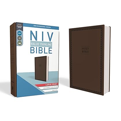 NIV, Value Thinline Bible, Large Print, Leathersoft, Brown, Comfort Print