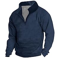 Men's Fashion Hoodies & Sweatshirts Vintage High Neck Top Half Zip Sports Long Sleeve Sweater Pullover Hoodie