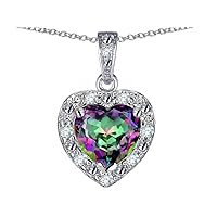 10k White Gold Heart Shape Halo Pendant Necklace