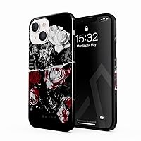 BURGA Phone Case Compatible with iPhone 14 - Hybrid 2-Layer Hard Shell + Silicone Protective Case -Crimson Bouquet Red and White Roses - Scratch-Resistant Shockproof Cover