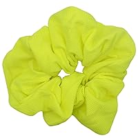 Topkids Accessories Large Bright Neon Scrunchie for 80’s Costume or Neon Raves, Club Scrunchie, Bright Neon Scrunchies for Girls & Women, Girl’s Hair Accessories (Neon Yellow)