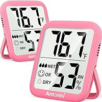 Antonki Room Thermometer for Home, 2 Pack Digital Temperature and Humidity Monitors, Indoor Hygrometer Sensor, Humidity Gauge, Humidity Meter for Baby Room, Terrarium, Incubator, Greenhouse