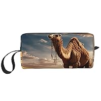 BREAUX Desert Sand Camel Print Daily Storage Bag, Portable Simple Handheld Storage Bag, Makeup Zipper Travel Bag