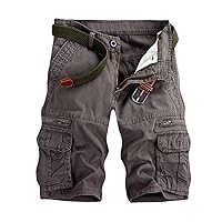 Mens Cargo Shorts Classic Fit Twill Hiking Shorts Outdoor Multi-Pocket Walking Short Solid Work Safety Short Pants