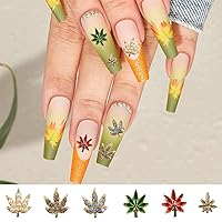 Fall Nail Art Charms - 24 Pcs 3D Alloy Maple Leaf Nail Art Charms for Acrylic Nails Maple Leaves Nail Rhinestones Nail Jewelry Gems Shiny Crystal Autumn Thanksgiving for Women DIY Decoration Craft