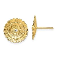 14k Gold Diamond Flower 2 Piece Post Earrings Measures 14.8x14.8mm Wide Jewelry Gifts for Women