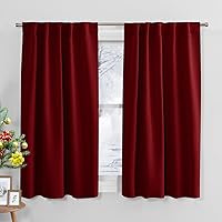 PONY DANCE Blackout Window Treatments - Home Decor Christmas Heavy-Duty Soft Back Tab & Rod Pocket Thermal Insulated Draperies/Curtain Panels Wide 52 by Long 45 Inches, Red, 1 Pair