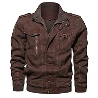 Mens Leather Jacket Heated Jacket Casual Winter Warm Top Blouse Thickening Coat Outwear Top Blouse Jacket