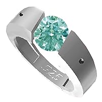 1.20 ct VS1 Round Cut Real Moissanite Solitaire Engagement & Wedding Ring Sky Blue Color Size 8