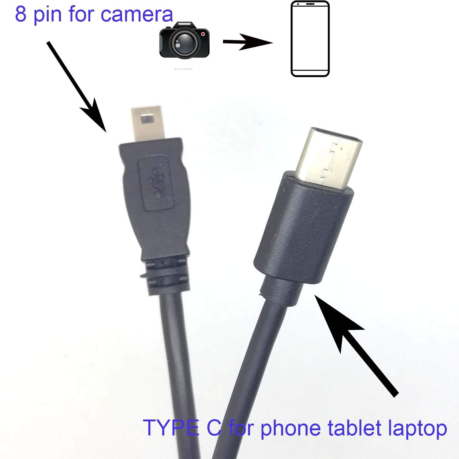 GuangMaoBo OTG Data Cable Type-C USB-C Smart Phone to for Nikon Camera UC-E6 UC-E23 UC-E17 Photo Transfer Cord for Nikon SLR DSLR D3300 D750 D5300 D7200 D3200 Coolpix L340 L32 A10