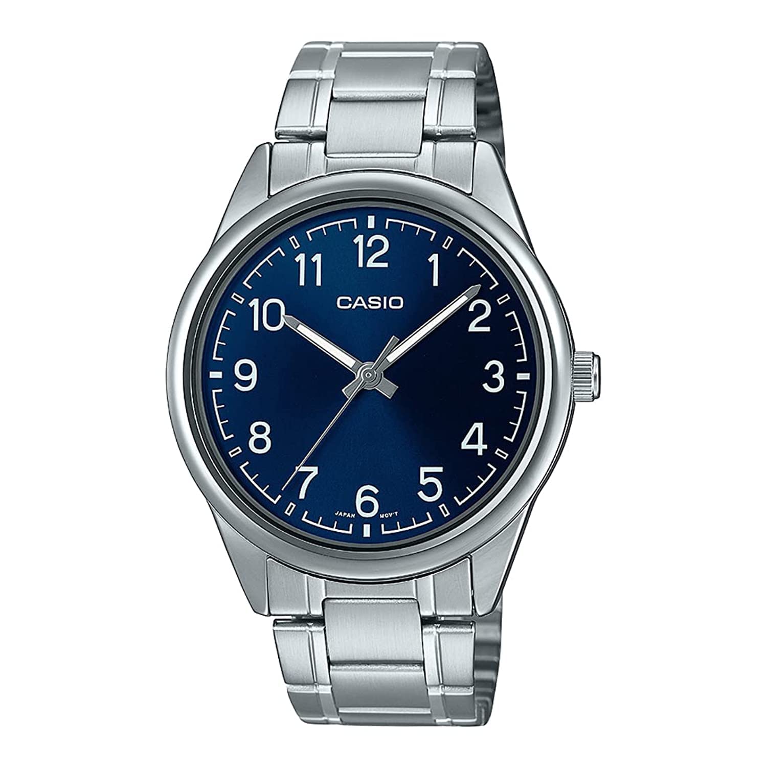 Casio Analog Blue Dial Men's Watch - MTP-V005D-2B4UDF, Silver, Bracelet