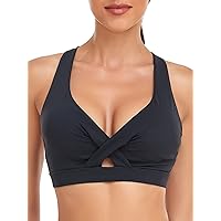 Ocean Blues Women's Padded Sports Bra Twist Workout Running Yoga Top