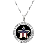 American Flag Star Necklaces for Women Adjustable Length Pendant Fashion Jewelry Gift for Holiday Birthday