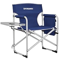 Portable Lightweight Folding Camping Director Chair with Side Table Oversized Camp Chair Aluminum Fold Up Chair Outdoor Chairs for Picnic, Sports, BBQ, Fishing, Heavy Duty Holds up to 300lbs