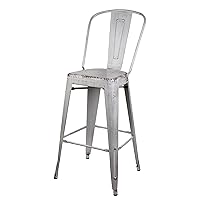 GIA 45-Inch Antique Finish Series Metal Stool Chair, White