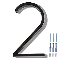 5 Inch Floating House Number 2, VONDERSO Black Metal Modern Outdoor Address Sign for Yard Street and Mailbox, Zinc Alloy Solid Address Numbers and Letters with Exquisite Drawing Process