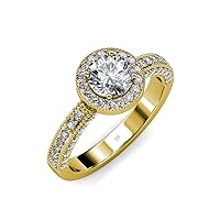 Round IGI Certified Lab Grown Diamond & Natural Diamond 1.42 ctw Women Halo Engagement Ring in 14K Gold