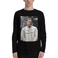 Charlie Hunnam T Shirts Men's Loose Fit Casual Athletic Long Sleeve Crew Neck Cotton T Shirts Tops