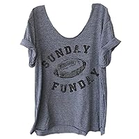Plus Size Shirts Off Shoulder Baseball Graphic T Shirts for Women Football Graphic Short Sleeve T-Shirts Tops