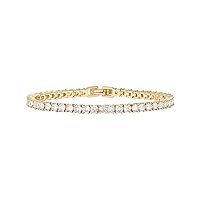 PAVOI 14K Gold Plated 3mm Cubic Zirconia Classic Tennis Bracelet | Gold Bracelets for Women | Size 6.5-7.5 Inch