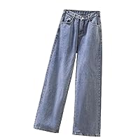 Elastic Waist Wide Leg Jeans Women Loose Denim Trousers Classic Jean High Waist Baggy Pant