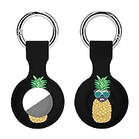 Funny Pineapple Pug Printed Silicone Case for AirTags with Keychain Protective Cover Air Tag Finder Tracker Accessories Holder