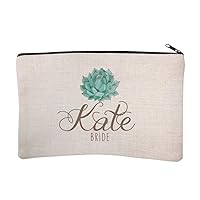 Personalized Succulent Bridal Party Bride Cosmetic and Makeup Bag