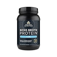 Protein Powder Made from Real Bone Broth, Vanilla, 20g Protein Per Serving, 40 Serving Tub, Gluten Free Hydrolyzed Collagen Peptides Supplement, Great in Protein Shakes