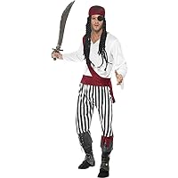 Smiffy's Men's Pirate Man Costume with Shirt Trousers Headpiece and Belt