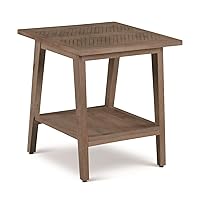 Milani Solid Wood Herringbone Pattern, Mid-Century Modern Styling, Natural Finish End Table, 22 x 22 x 24.25, Light Brown