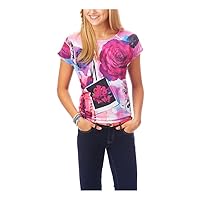 AEROPOSTALE Womens Floral Graphic T-Shirt, Purple, Medium