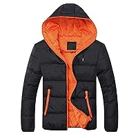 Mens Winter Coats,Full Zip Fleece Thickening Warm Overcoat Hooded Plus Size Fashion Quilted Down Jackets