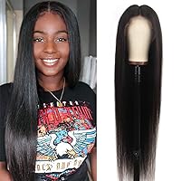 Lace Front Wigs Human Hair with Baby Hair Bleached Remy Brazilian Straight 13x4 Lace Wigs for Women 150% Density Natural Color Lace Front Wig(26, nature off black)