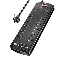 Power Strip, Nuetsa Surge Protector with 12 Outlets and 4 USB Ports, 6 Feet Flat Plug Extension Cord (1875W/15A) for for Home, Office, Dorm Essentials, 2700 Joules, ETL Listed (Black) Power Strip, Nuetsa Surge Protector with 12 Outlets and 4 USB Ports, 6 Feet Flat Plug Extension Cord (1875W/15A) for for Home, Office, Dorm Essentials, 2700 Joules, ETL Listed (Black)