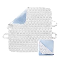 OasisSpace Washable Bed Pad with Handles - 2 Pack Waterproof Reusable Incontinence Underpad with 4 Straps, Bed Transfer Pad on Hospital & Home Care, Super Absorbent & Soft Top Layer 34'' x 36''