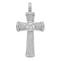 14k White Gold Diamond Religious Faith Cross Pendant Necklace Measures 37.5x19mm Wide Jewelry for Women