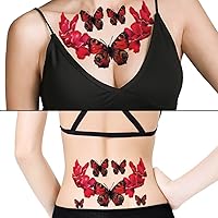 Butterfly and Flower Temporary Tattoos Sticker for Women Sexy Chest or Back Fake Waterproof Body Art Transfer Tattoos 3 Sheets