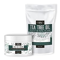 40 Percent Urea Cream and Tea Tree Oil Foot Soak with Epsom Salts - Intensive Hydration - Helps Athletes Foot - Irritated Skin - Foot Odor