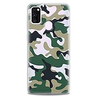 TPU Case Compatible with Samsung Galaxy F52 5G F23 M80s M62 M30 F62 M20 M10 M02 Green Camouflage Print Boy Slim fit Soft Clear Camo Manly Cute Flexible Silicone Manly Design White Male Style