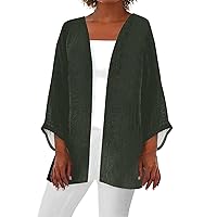 Ceboyel Fall Cardigans for Women 3/4 Bell Sleeve Kimono Solid Color Tops Shirts Lightweight Trendy Ladies Outfits 2023