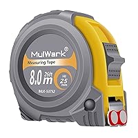 MulWark 26ft Measuring Tape Measure by Imperial Inch Metric Scale with Both-Side Metal Blade,Magnetic Tip Hook and Shock Absorbent Case-for Construction,Contractor,Carpenter,Architect,Woodworking
