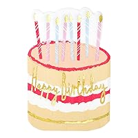 Pack of 12 - Premium Happy Birthday Napkins - Cake Shaped Serviettes, Ideal for Kids and Adults - Gold Foil Wording, Rose