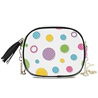 ALAZA Women's Colorful Circles Polka Dots Cross Body Bag Chain Shoulder Handbag Purse with Tassel