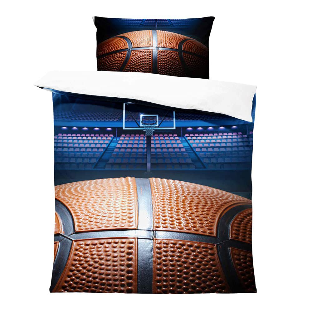 SHINICHISTAR Twin Size Basketball Bedding Comforter Set for Teens 3 Pieces Sports Style Quilt Set Bedspread for Boys